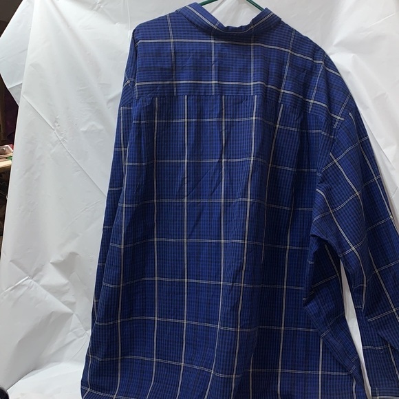 IZOD Blue Plaid Button Up Long Sleeve Pocket Shirt Size 4XL - Picture 5 of 5
